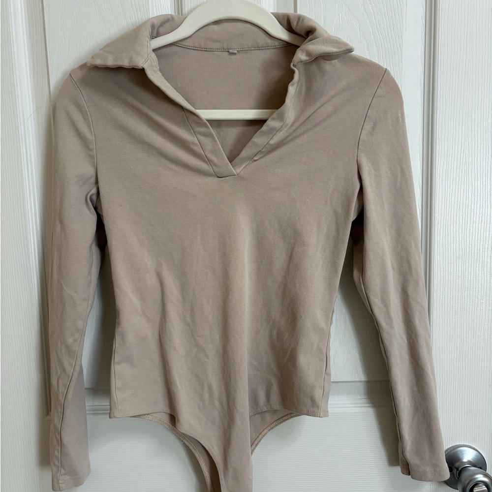 Tan Long Sleeve Bodysuit
